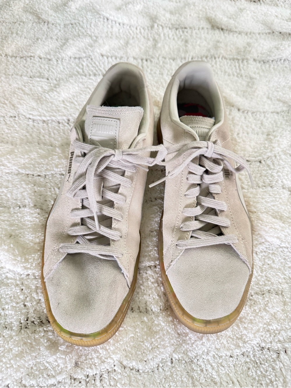 Puma Men's Suede Sneakers - Light Beige with Gum Sole